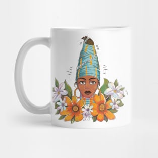 Beautiful African Woman with Flowers Mug